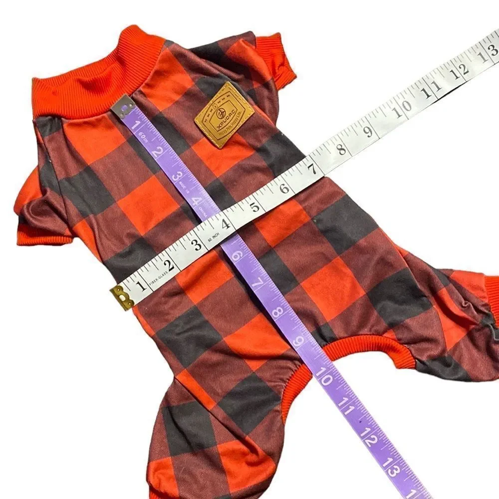 Lightweight Stretchy Plaid Dog Pajamas One Piece Outfit